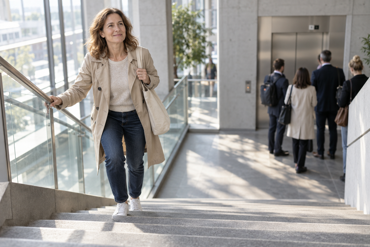 Treppe statt Aufzug, unterwegs im Alltag